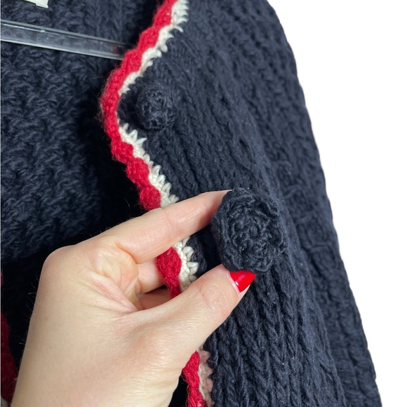 Doen | Tamara Merino Wool Cableknit Cardigan Navy Small - Picture 9 of 12